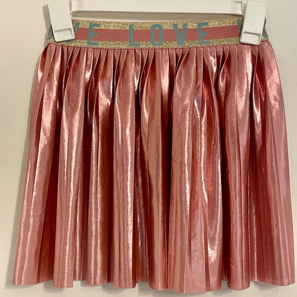 **PINK METALLIC pleated skirt for girls. SZ 6